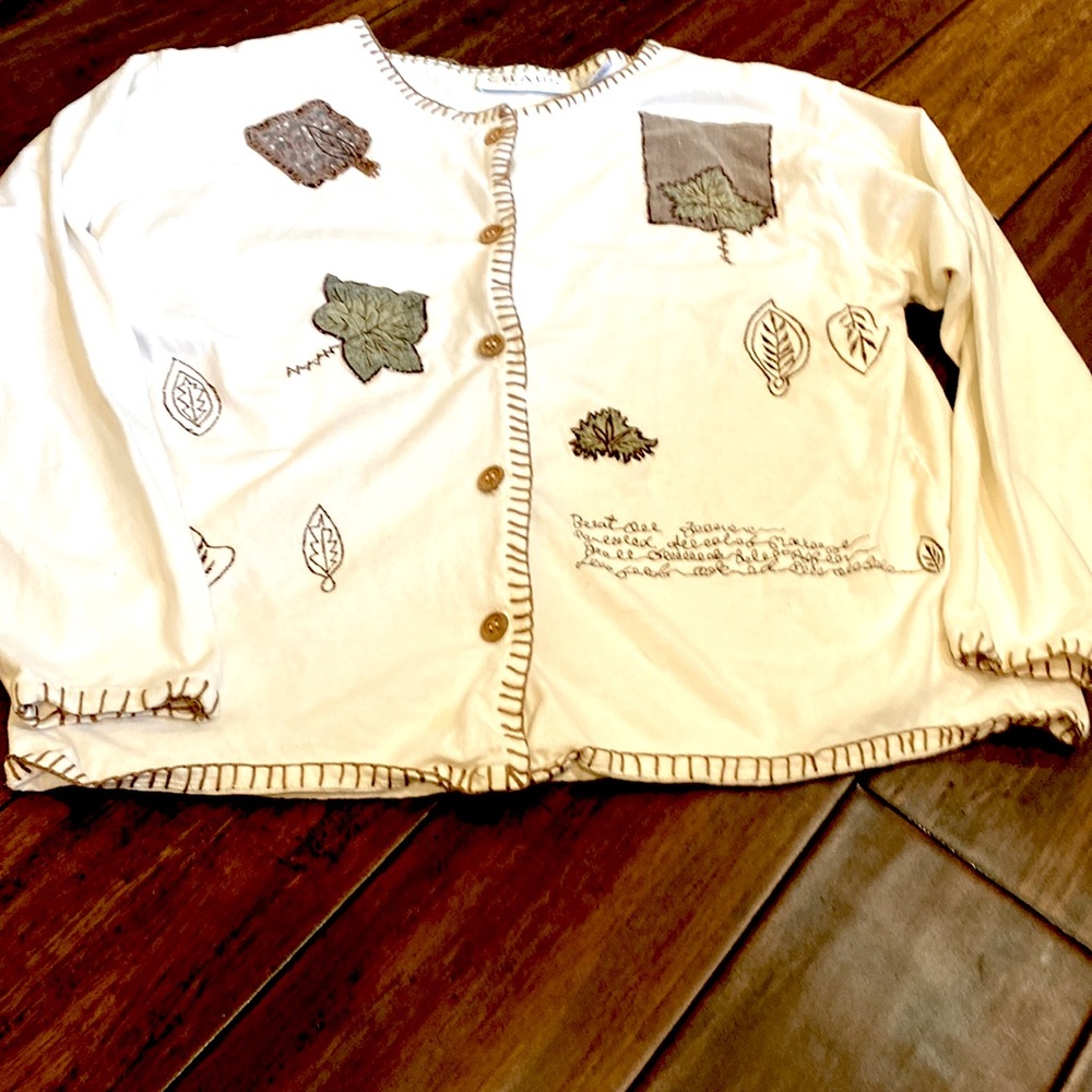 Chaus Petite Cream Embroidered Jacket